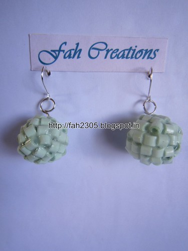 Handmade Jewelry - Paper Quilling Globle Earrings (Pista - H) (1) by fah2305