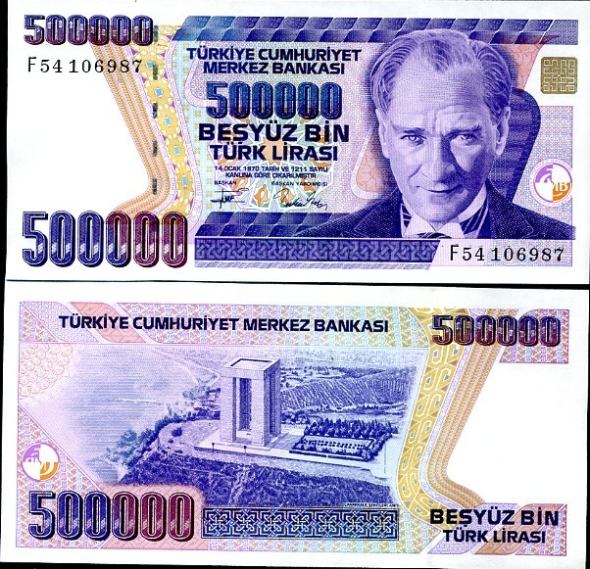 500 000 Lirasi Turecko 1993, Pick 208