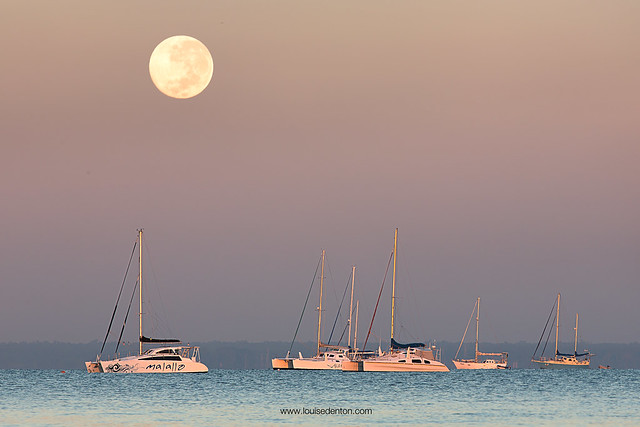 The supermoon sets