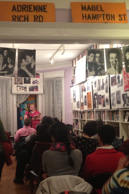 Bevin reading at the Lesbian herstory archives