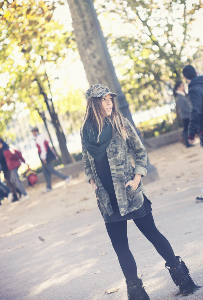 street style barbara crespo camouflage retiro madrid fashion blogger outfit