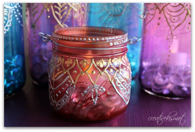 painted glass candle holders