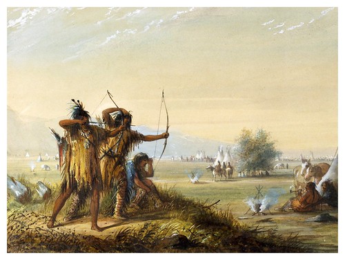 016-Indios Snakes disparando el arco-Alfred Jacob Miller-1858-1860-Walters Art Museum
