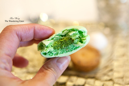 Green tea macaron from the petit four plate