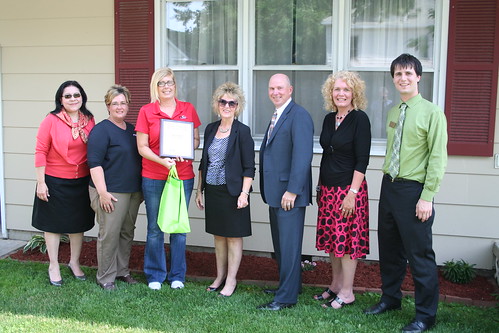 (L to R) Administrator Trevino; Christine Rutherford, Peoples Bank and Trust; Stefanie Koester, homeowner; Janie Dunning, Missouri Rural Development  State Director; Mike Mullen, Equitable Mortgage; Pam Anglin, Missouri Housing Program Director and Corey Husak, Senator Claire McCaskill’s Office.  USDA photos.