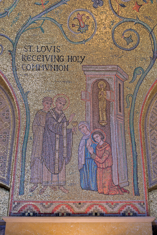 Cathedral Basilica of Saint Louis, in Saint Louis, Missouri, USA - mosaic 7 in Narthex - St. Louis Receiving Holy Communion