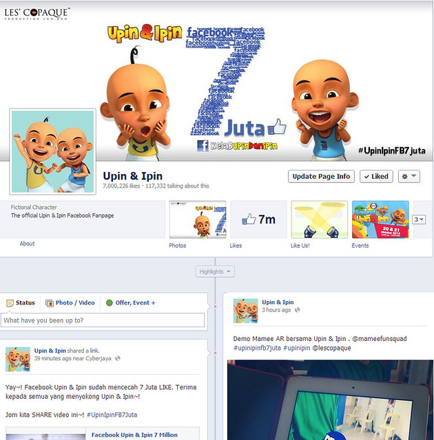 Laman Sosial Facebook Upin &Amp; Ipin Cecah 7 Juta Like