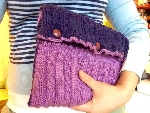 Cable knit iPad case lined with neoprene