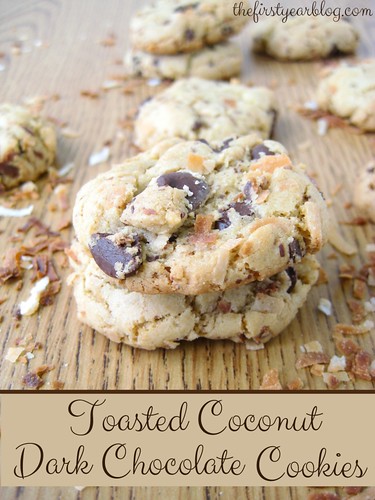 Toasted Coconut Dark Chocolate Cookies from The First Year Blog
