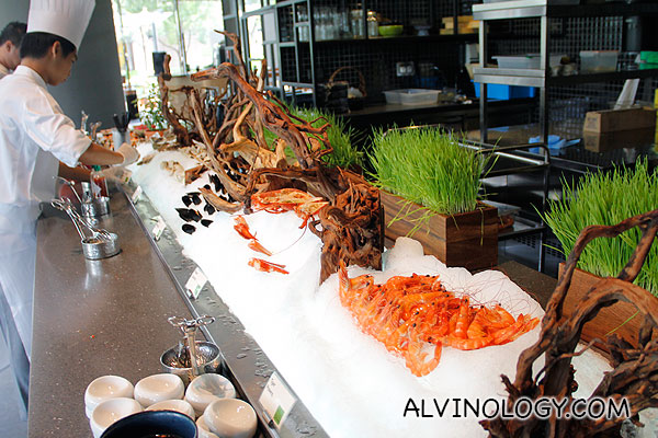 Seafood and sashimi section