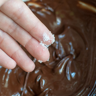 melt the choc and whisk in salt