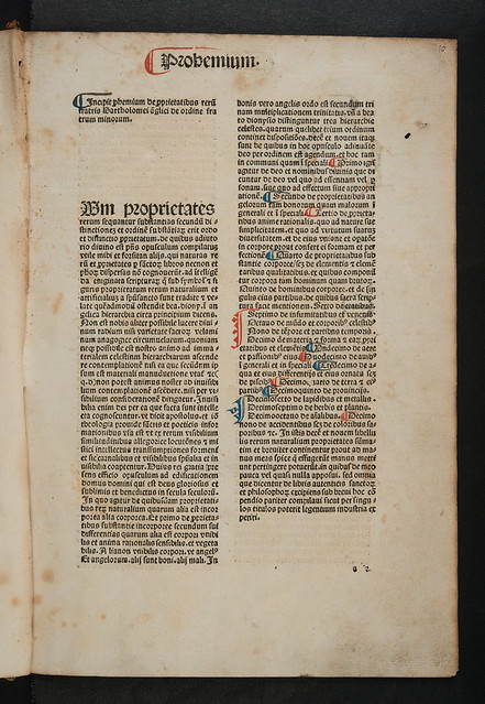 Incipit title of Bartholomaeus Anglicus: De proprietatibus rerum