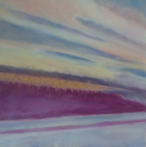 Winter Drive at Sunset (Oil Bar Painting as of June 11, 2013) by randubnick