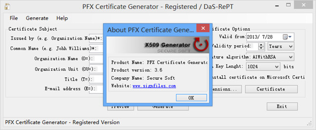 X.509 Certificate Generator 3.6