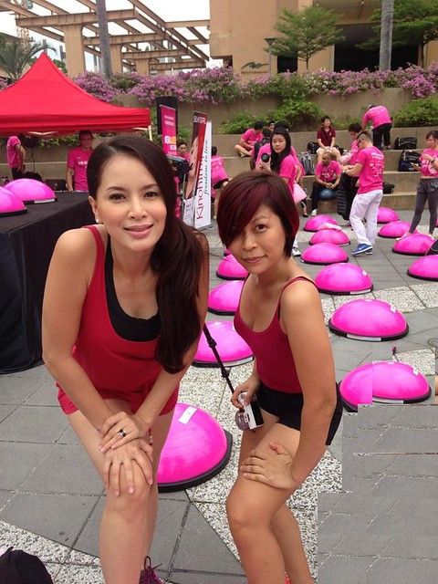 rebecca saw daphne iking - pink bosu, celebrity fitness