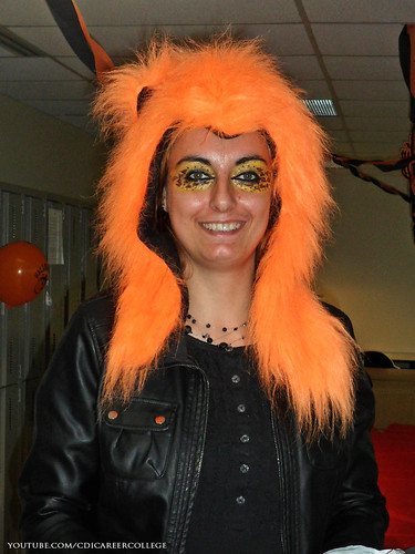 CDI College Laval Campus Halloween Costumes and Decoration Themes - Massive Orange Fur Hat