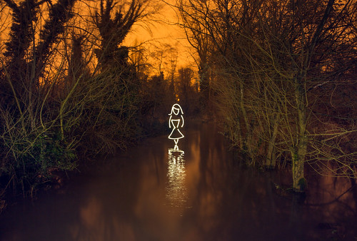 Deep Dark Wood (Girl In Flooded Forest All In Camera Light Painting), Rickmansworth by flatworldsedge
