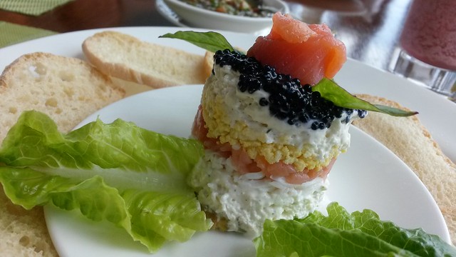 Salmon & caviar pie
