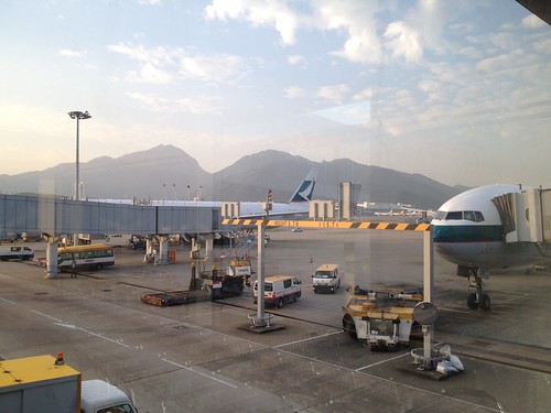 Cathay Pacific plane in Hong Kong airport