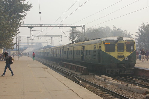 Indian Railway EMU in Shahdara.Sta in Delhi, India /Jan 9,2014