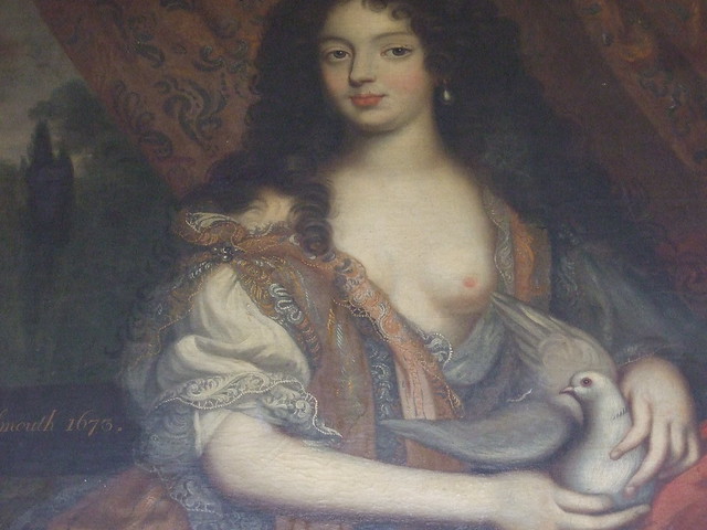026 mad Duchess of Portsmouth detail Louise de la Queroaille mistress Charles II 1673 attrib Henri Gascars Board Rm