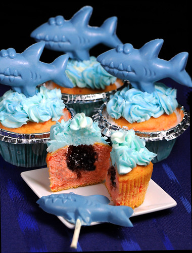 Shark Cupcakes cut