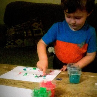 He's painting a train, he says.