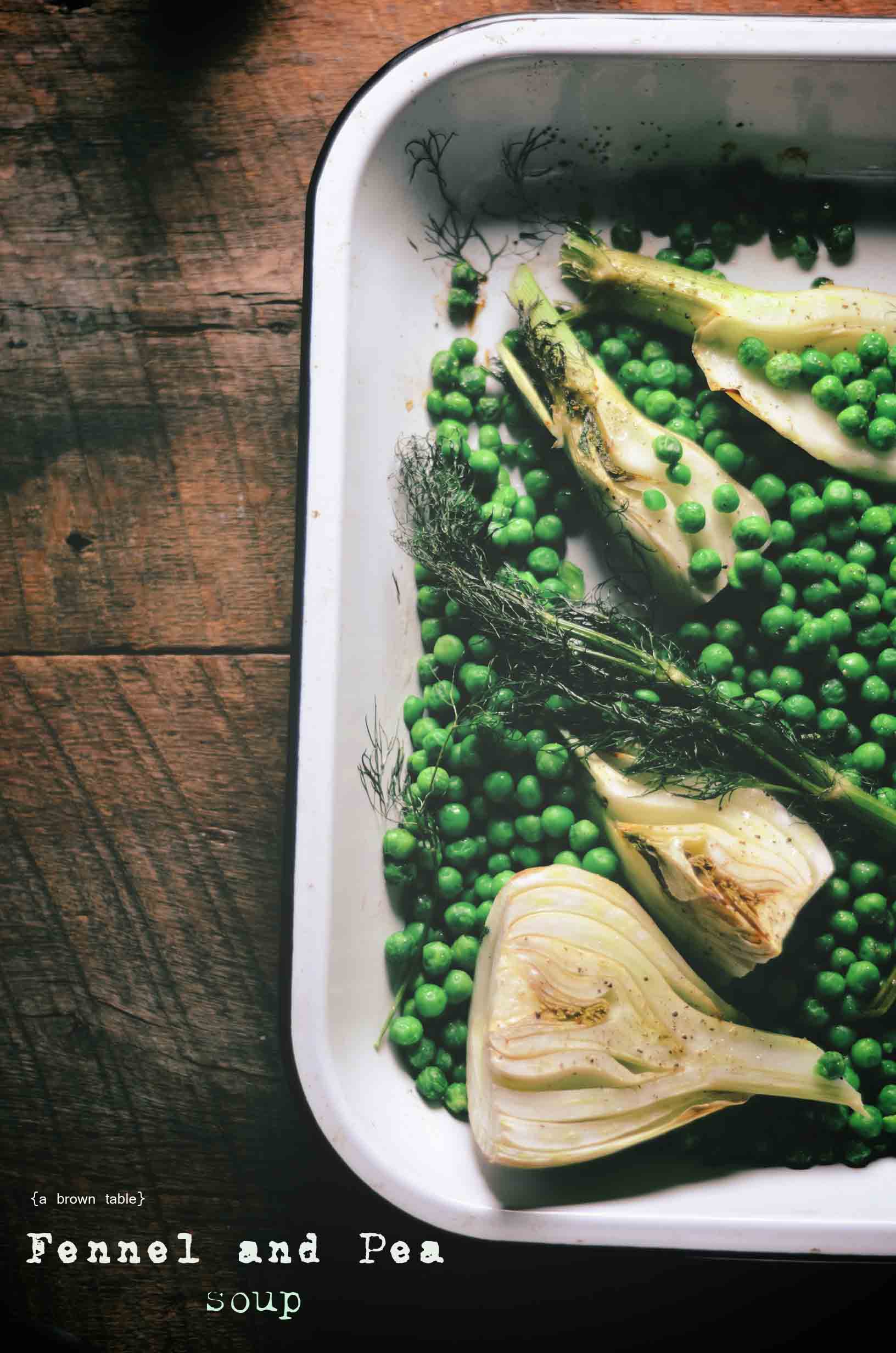 oven roasted fennel and peas
