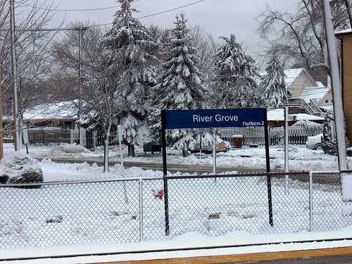 The River Grove Illinois Metra commuter rail station during the aftermath of a snowstorm.  December 1st, 2006. by Eddie from Chicago