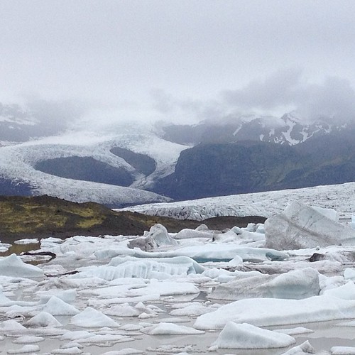 Misty #glacier and icebergs floating