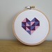 Purple and Pink Geometric Heart Cross Stitch