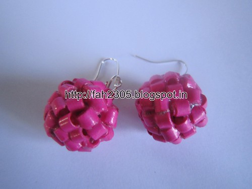 Handmade Jewelry - Paper Quilling Globle Earrings (Dark Pink - H) (4) by fah2305