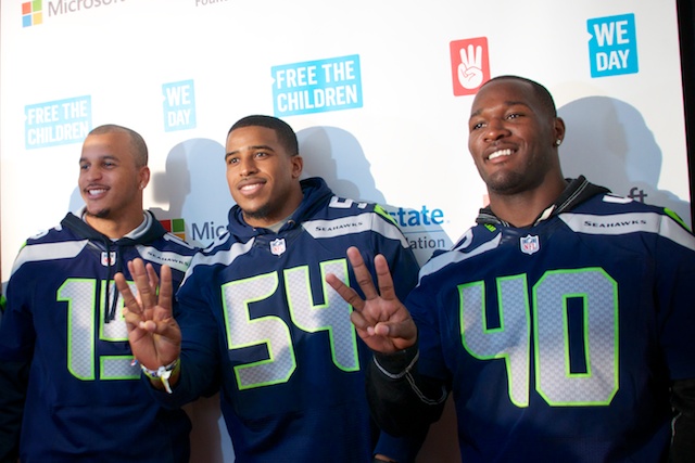 Seahawks Jermaine Kearse, Bobby Wagner, Derrick Coleman at We Day Seattle