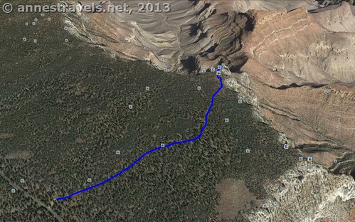 Shoshone Point Trail Map, Grand Canyon National Park, Arizona