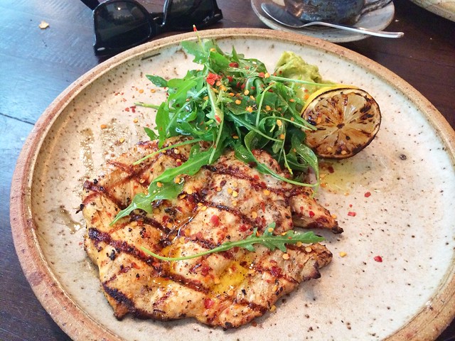 Grilled "Chilli" Boneless Chicken with Crushed Avocado and Caramelised Lemon, Common Man Roasters