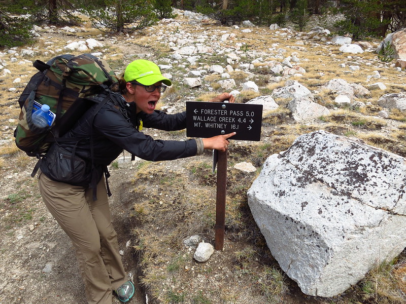 alice and the first sign for mt whitney before tyndall frog pond