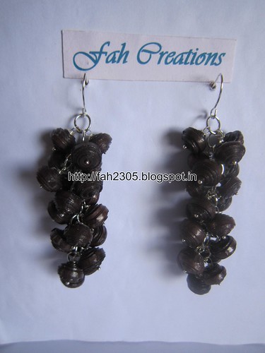 Handmade Jewelry - Paper Bead Grapes Earrings (Brown) by fah2305