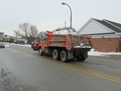Morton Grove Public Works, snowplow equipped Sterling dump truck hauling snow.  Morton Grove Illinois.  Late January 2014. by Eddie from Chicago