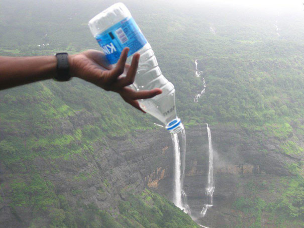 The perfectly timed waterfall in a bottle picture: