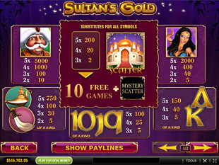 free Sultan's Gold slot payout