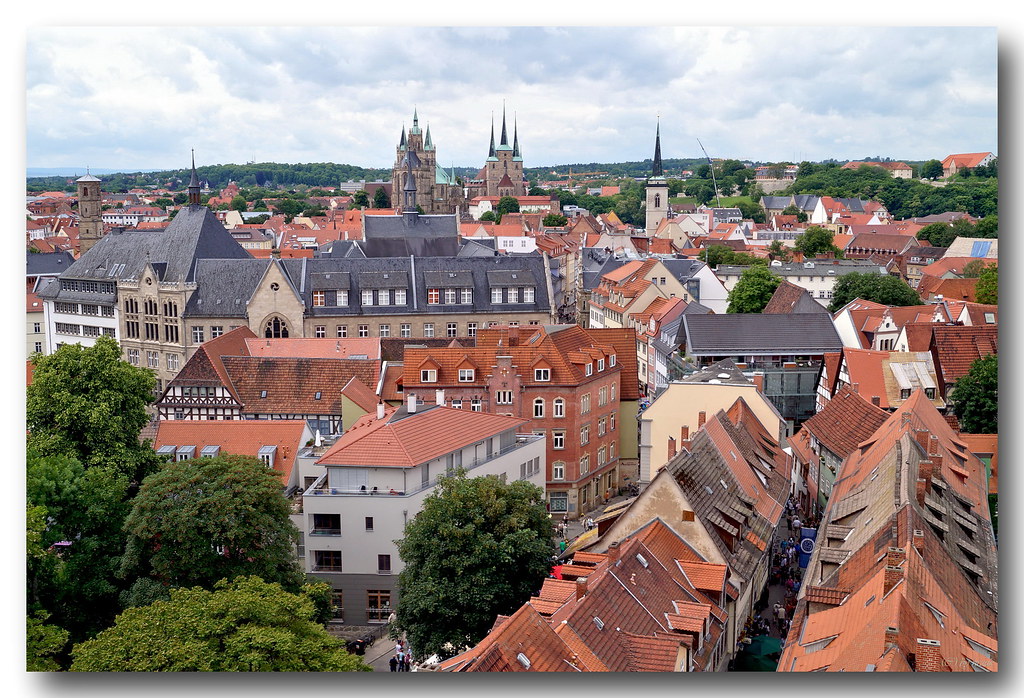 Erfurt - Blick auf die Krämerbrücke und Dom