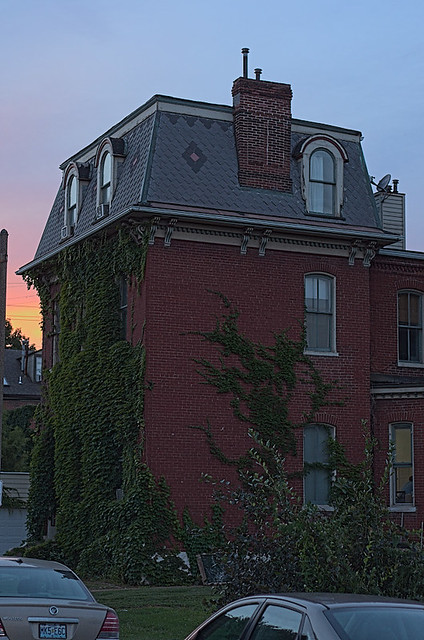 Soulard Neighborhood, in Saint Louis, Missouri, USA - Mansard home with ivy