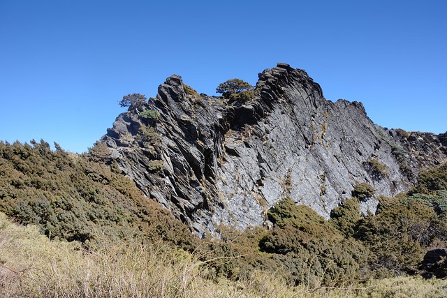 登山步道旁的峻岩