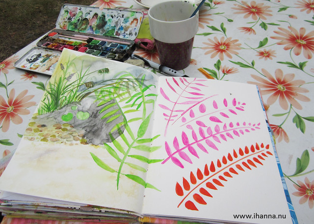 Watercolouring outdoors