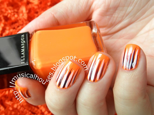 halloween nail art orange purple white stripes 3
