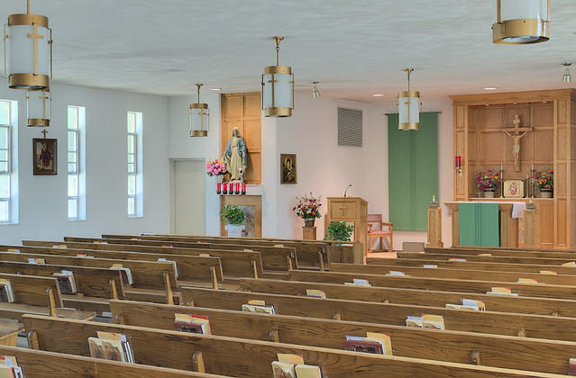 Saint Anthony Roman Catholic Church, in Glennon, Missouri, USA - nave