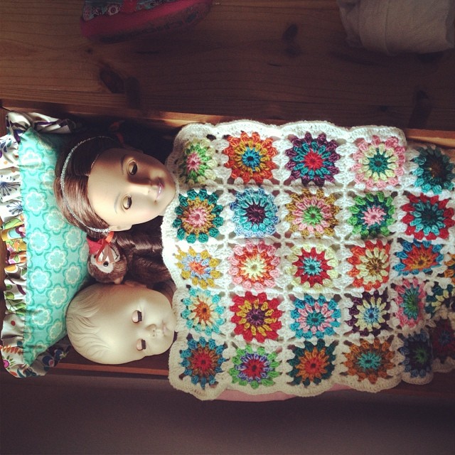 Blankie in action with new doll Alejandra.