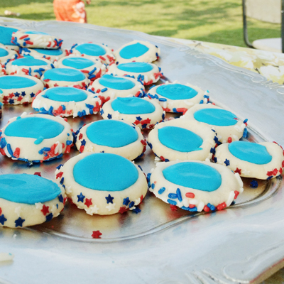 4th of july iced thumbprint cookies