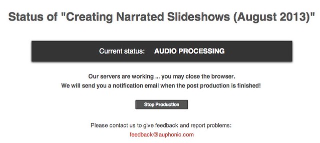 Status of "Creating Narrated Slideshows (August 2013)"