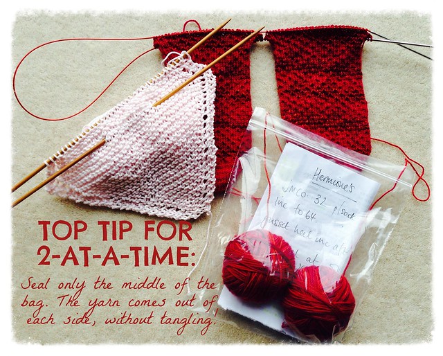 Top Tip for 2-at-a-time knitting without tangles!